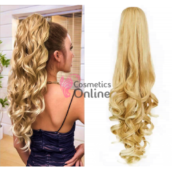 Extensie de par coada ondulata cu cleste 66 cm Blond Deschis Ombre Mixt Cod 39368